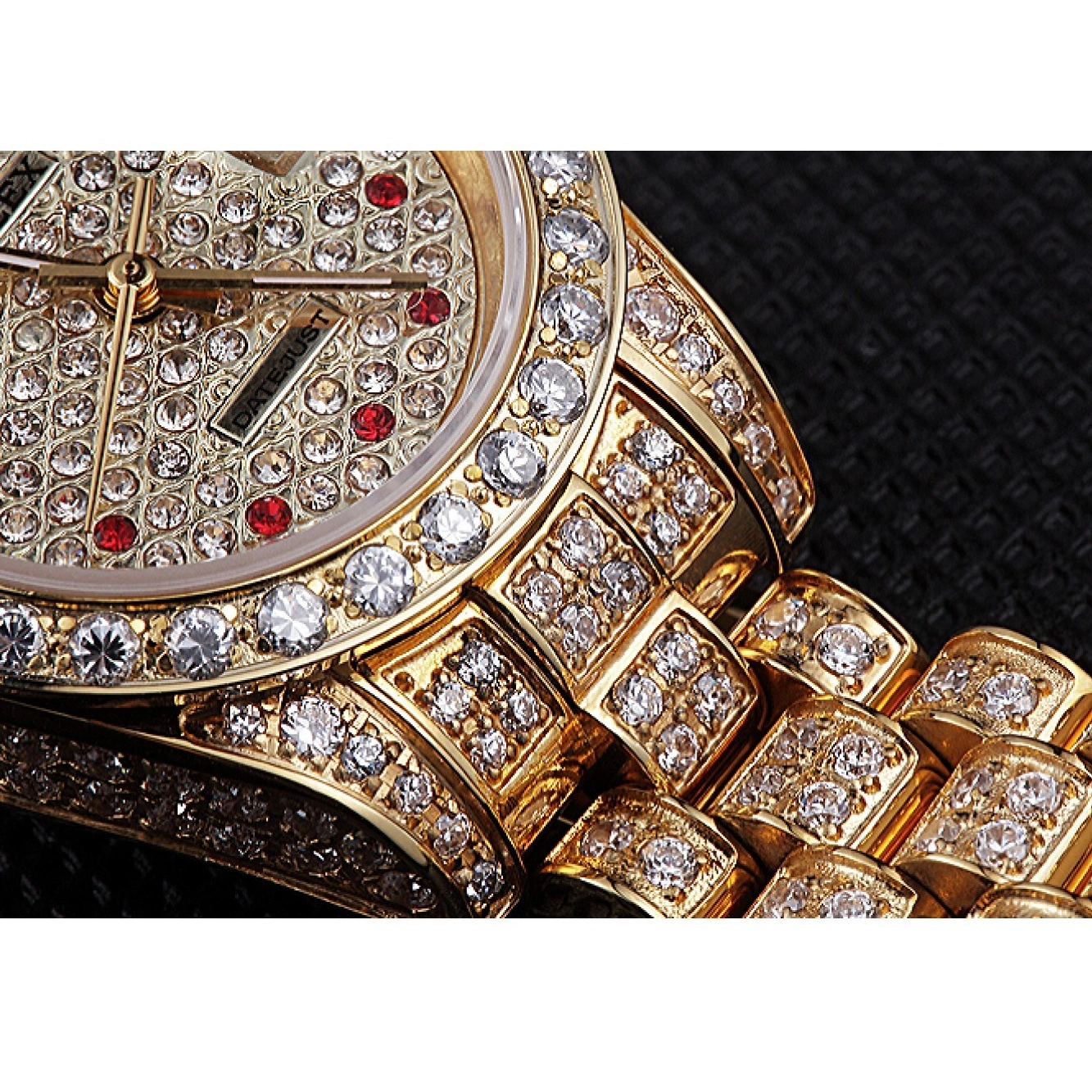 Aaa replica Rolex Swiss Gold Dial Diamond DateJust 622024 0804